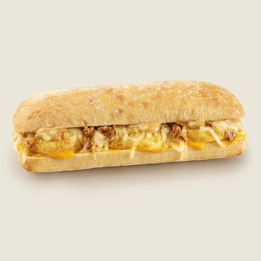 pain ciabatta, mozzarella râpée, galettes de pomme de terre, sauce cheddar oignon, sauce grill, oignons frits. pain ciabatta, mozzarella râpée, galettes de pomme de terre, sauce cheddar oignon, sauce grill, oignons frits.
