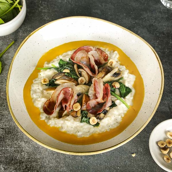 Risotto pancetta e spinaci